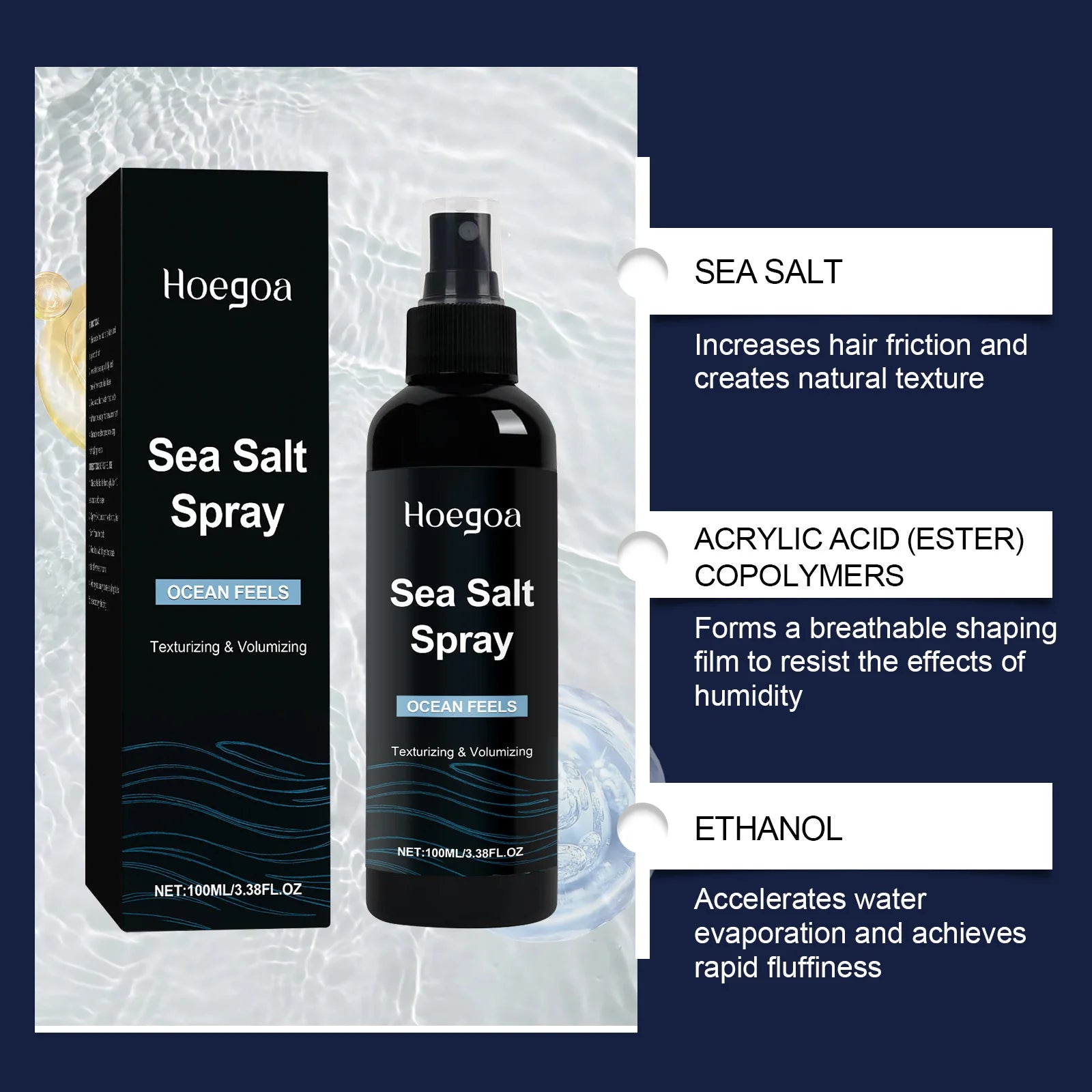 Men Sea Salt Spray for Hair Texturizing and Volumizing Natural Beach Waves with Sea Salt and Minerals Light Hold Finishing